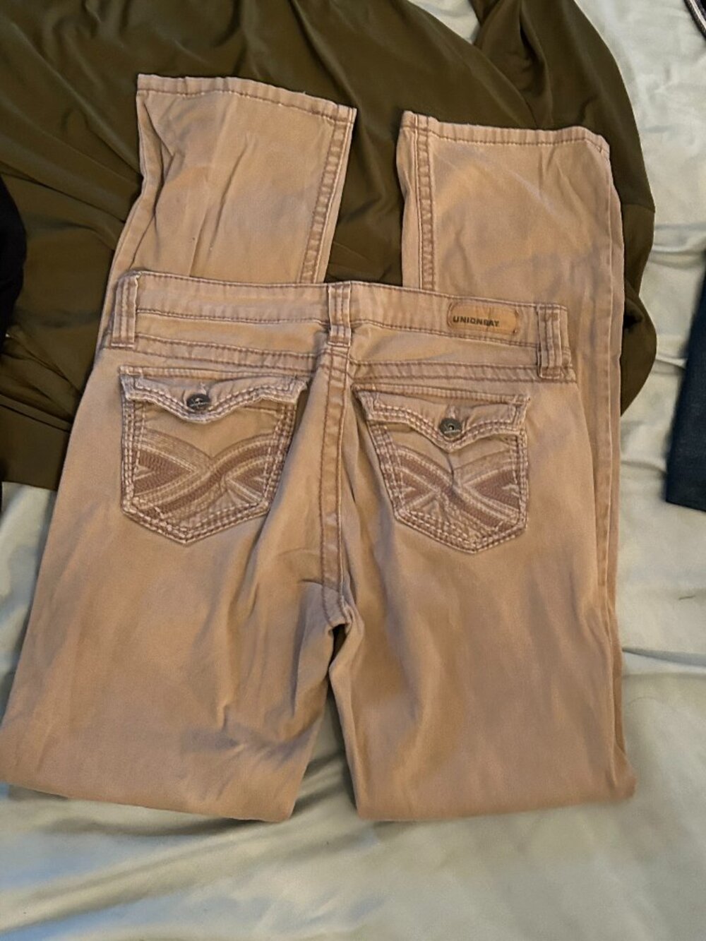 unionbay size 7  womens tan  pants stretch fabric seven true boot cut